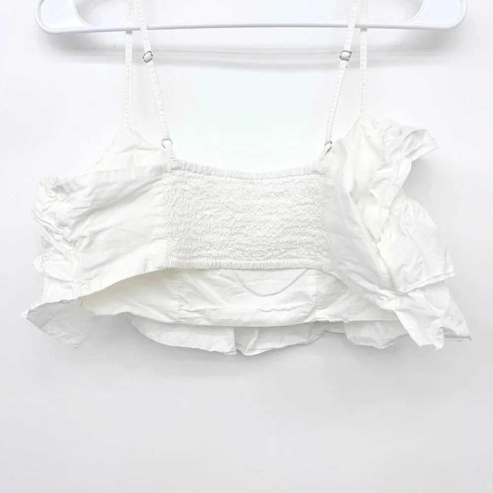 Free People Danelle Top Optic White Cami Ruffle Layered Womens S White